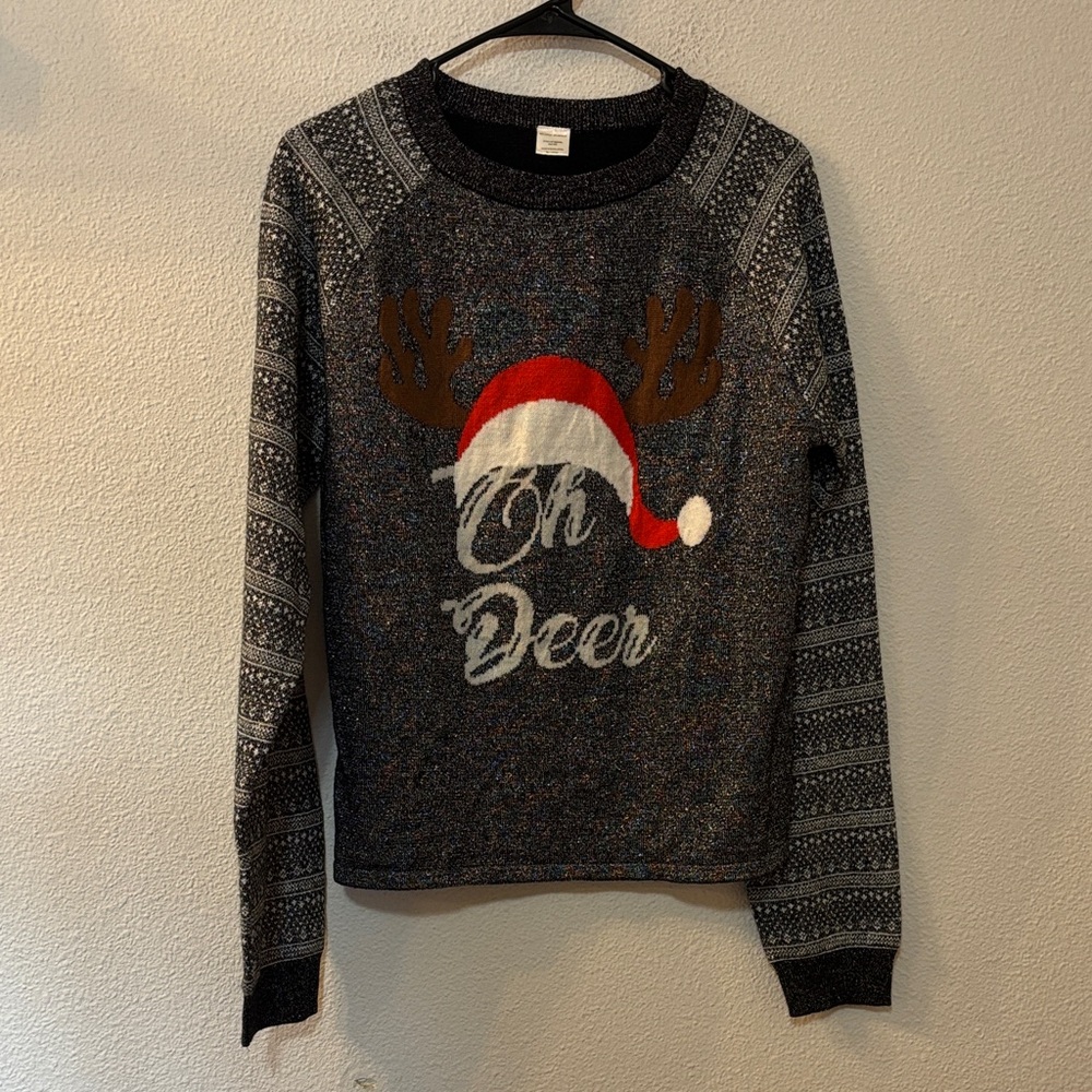 Festive Oh Deer Sweater - Black, Red, White